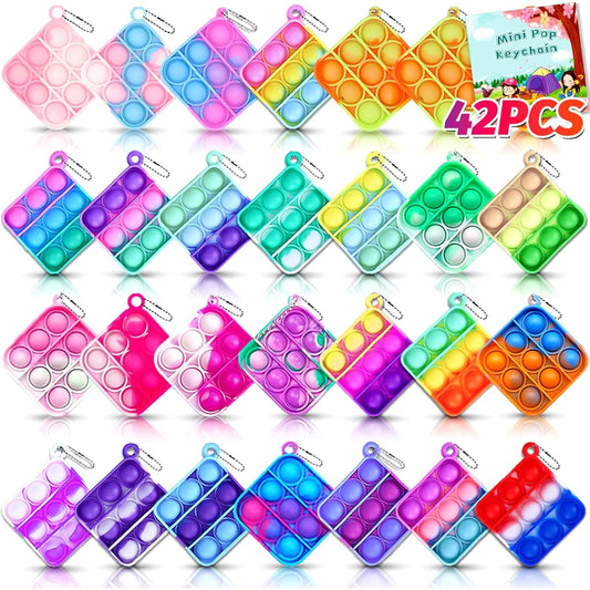 45 PCS Pop Fidget Toys Its Party Favors, Pop Fidget Keychain Mini Pop Keychain Toys Bulk Pop Toys Fidgets Packs Sensory Stress Toys Party Popper Toy Classroom Birthday Gift for Girls Boys
