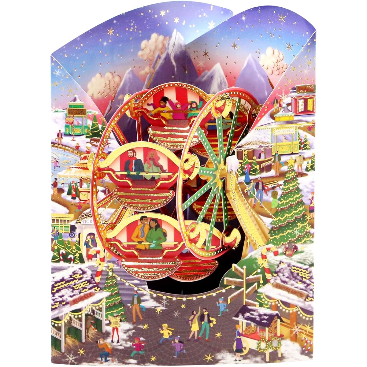 SANTORO Swing Card 3D Pop-up Christmas Card for Adults and Kids Christmas Market