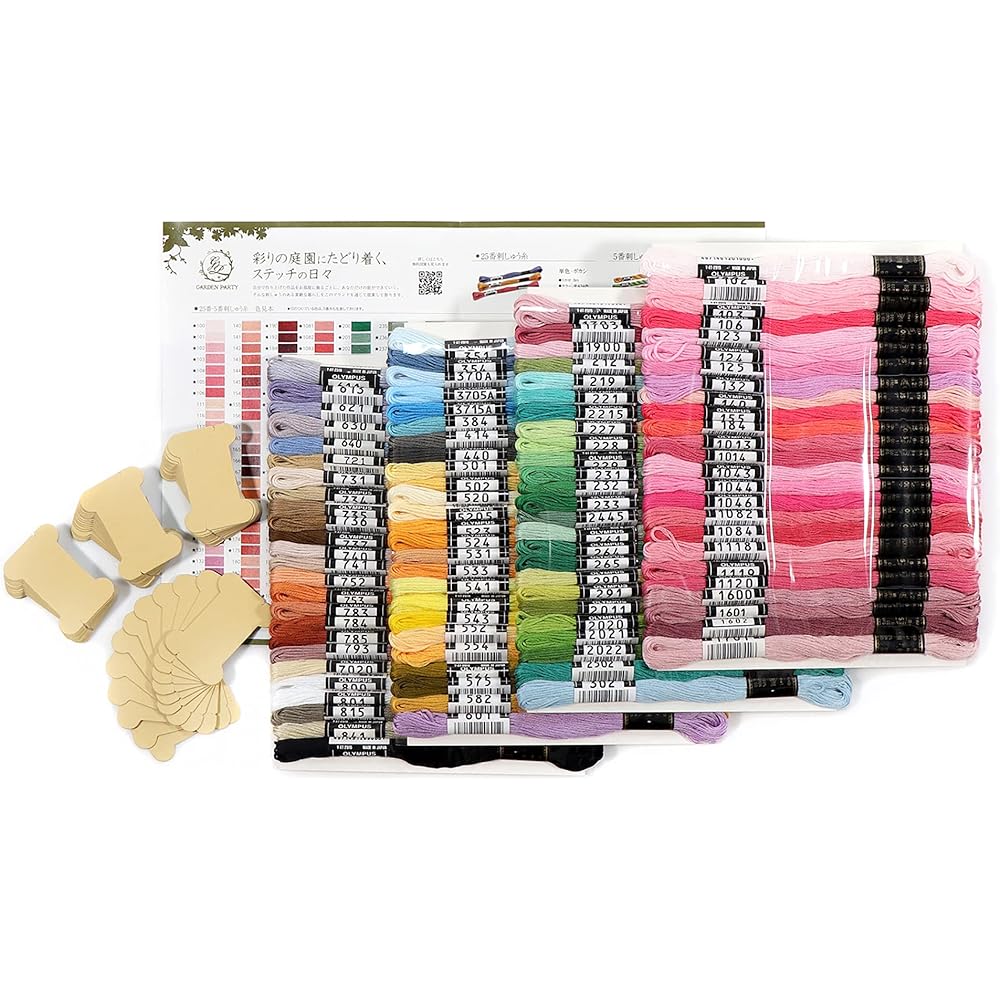 Olympus Thred Embroidery Thread "GARDEN PARTY Embroidery Thread Set with Spool Romantic Garden" 100 Skeins GP-100D/361-46-091-012
