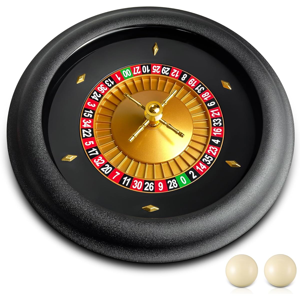 Leyndo 18" ABS Professional Roulette Wheel Set, Casino Grade Roulette Set with Double Zero Layout Roulette Wheel and 2 Roulette Balls for Home Night Game or Professional Use, S