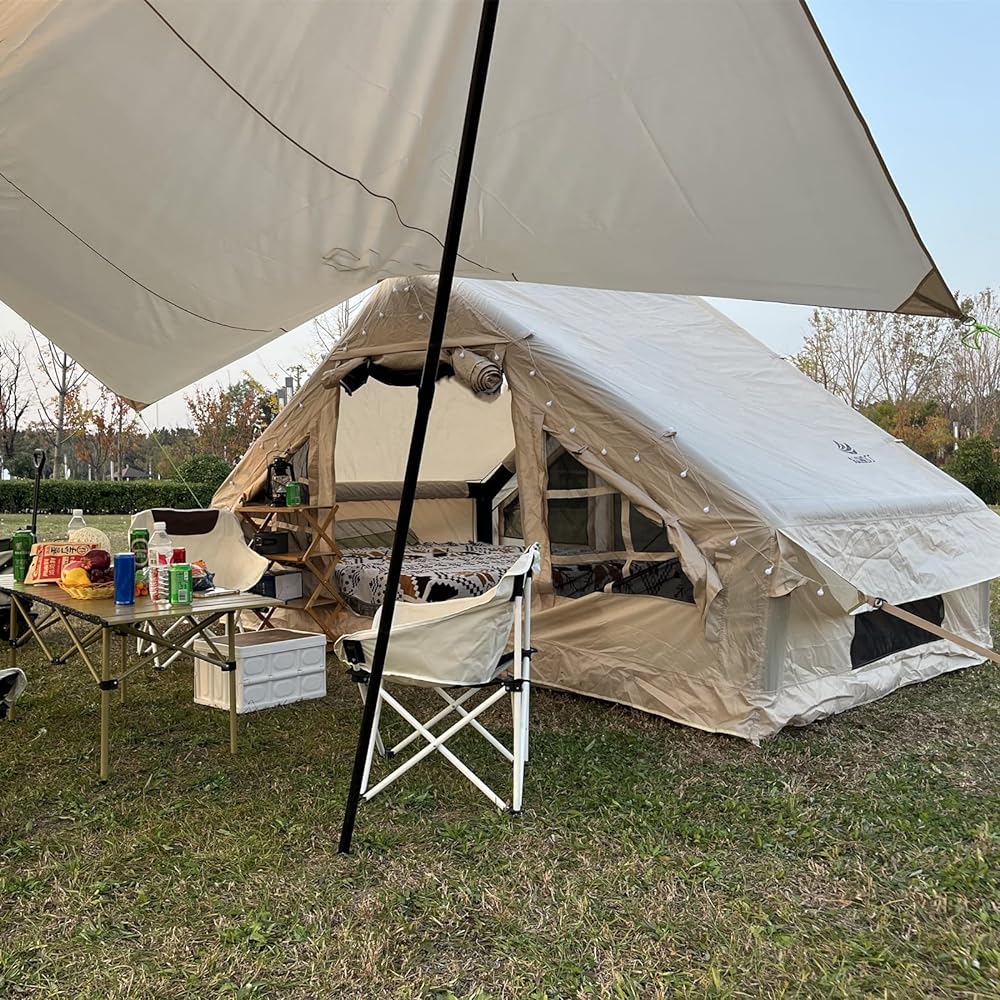 AISUNSS Air Tent, Inflatable Tent, Air Frame Tent, Waterproof Oxford Cloth, Family Tent, House Tent, Camping Tent, UV Protection, For 3-4 People, Family Accommodation Available [Compact Storage & Easy Setup]