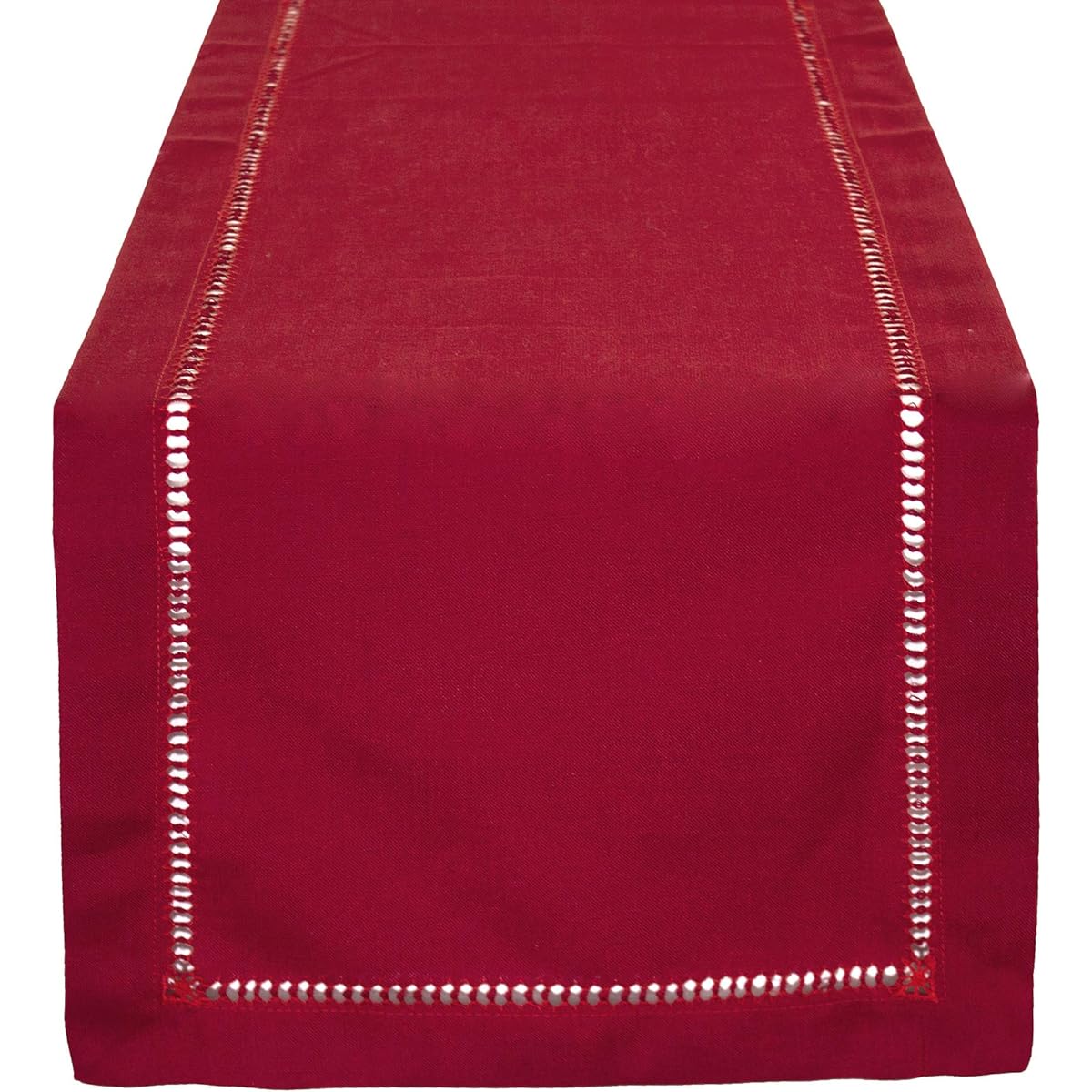 Fennco Styles Tablecloth with Hemstitched Border, Stylish Solid Color, 14"x36", Table Runner, Red