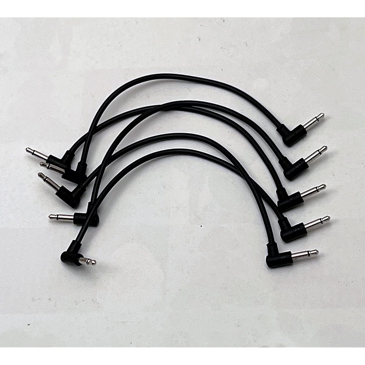 Luigis Modular M-PAR L-Shaped Eurorack Patch Cables - Set of 5 Black Cables 6" (15cm)