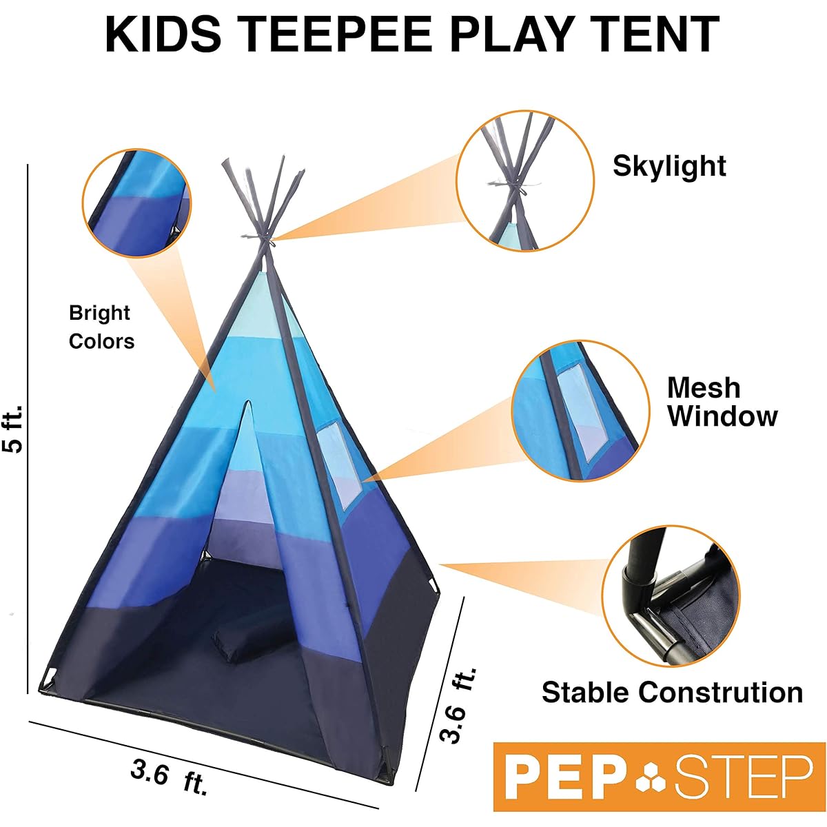 Teepee Tent for Kids | Tepee Play Tent Indoor and Outdoor Portable | Play Tent for Boy and Girls | Childrens Pop Up Tee Pee Playhouse Fort | Carry Case Included | Child Safety Test Lab CPSC Certified 141［並行輸入］
