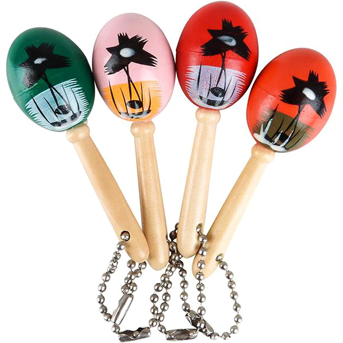 Mini Wooden Hand Painted Maraca Key Chains 2 Dozen Key Chains - Perfect for Cinco de Mayo Celebration, Parade, Fiesta, Birthday Party Favors