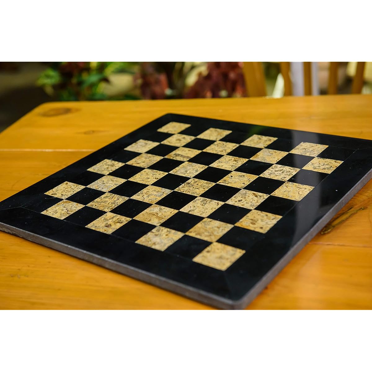 RADICALn 15" Handmade Marble Black and Coral Chess Board