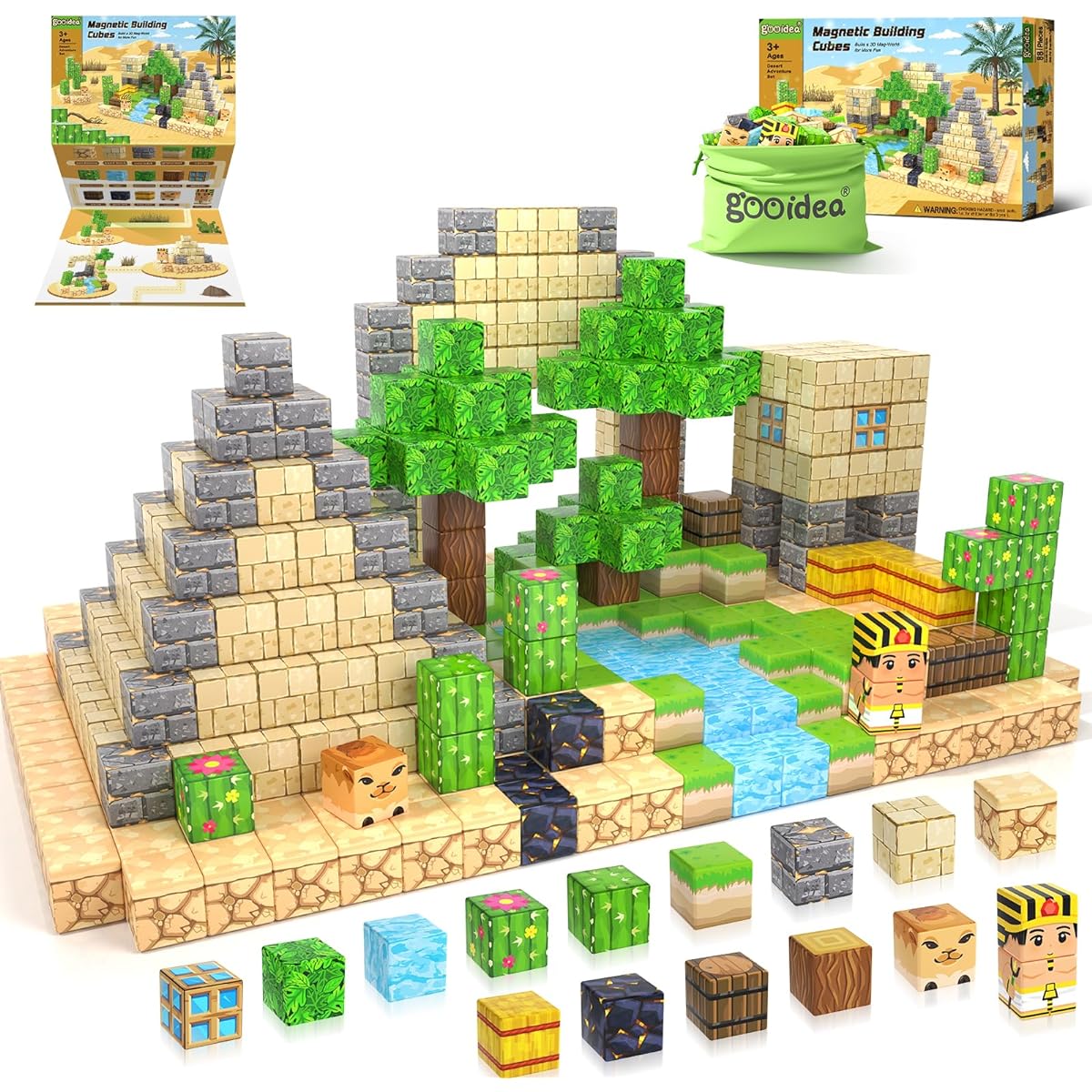 Compatible Magnetic Blocks Kids Toys, Simulated Mine Mag World Building Craft, Desert Construction Toys, Magnetic Toy Refill Pack, Game Gifts for Boys, Girls Ages 3+
