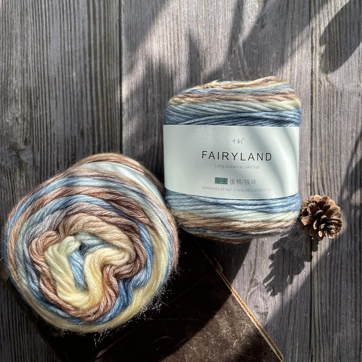 SHIKE Fairyland Cake Yarn Ombre Color Cotton Rainbow Yarn for Knitting or Crocheting 4x100g 60% Cotton 30% Acrylic 10% Wool Medium Weight Gradient Multicolor Air Yarn (62, 1 Pack)