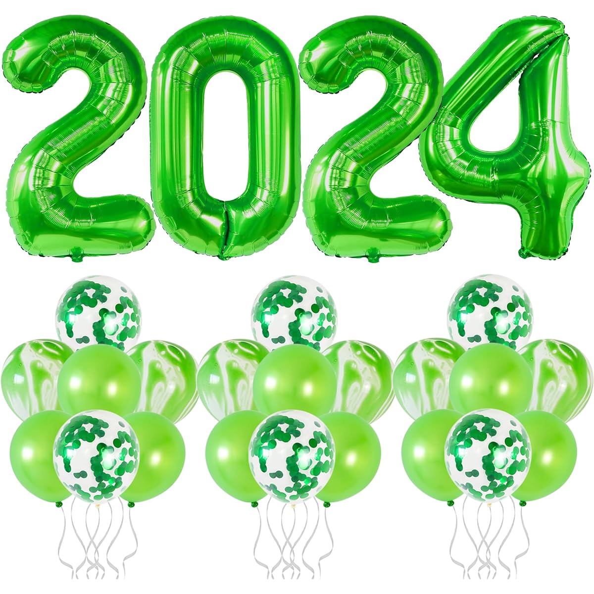 Green 2020 Balloon Decorations - Green Confetti Balloons | New Year's Eve Party Supplies 2020 | Green Graduation Party Supplies 2020 | New Year's Eve Decorations | Graduation Balloons