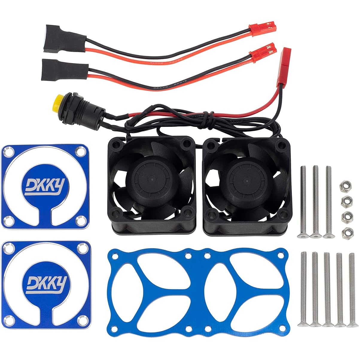 DKKY RC Motor Cooling Fan 1/10 1/8 1/5 RC Model Car Brushless Motor Heatsink DIY Kit for TRX4 ARRMA Axial RC Car Upgrade Parts (Blue)