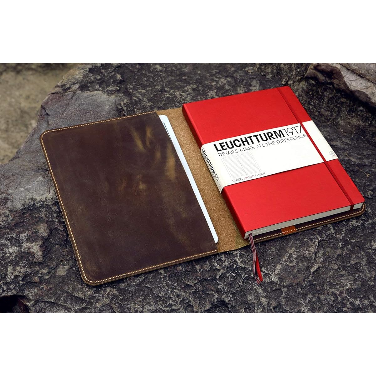 Leuchtturm Sketchbook Leather Planner Cover Case Oil Tanned Cowhide Leather for Leuchtturm 1917 SKETCHBOOK MASTER 90 Page Notebook Genuine Leather Cover LA4P05S-45