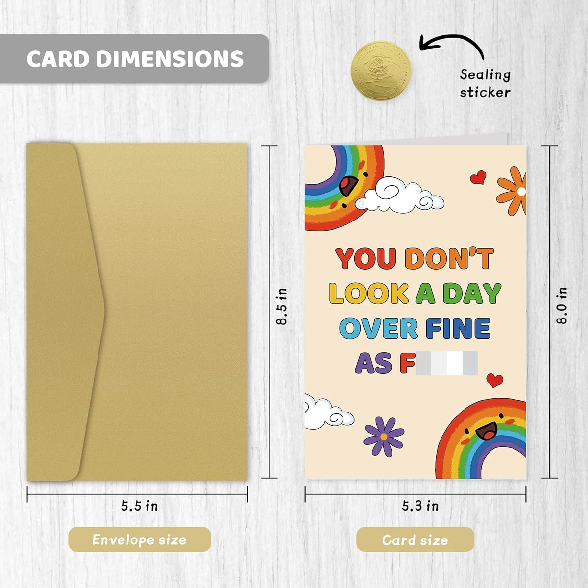 OfficeKolor Funny Birthday Card for Friend Best Friend Happy Birthday Card for Her Wife Girlfriend Rainbow Birthday Greeting Card for Her - You Don't Look A Day Over Fine