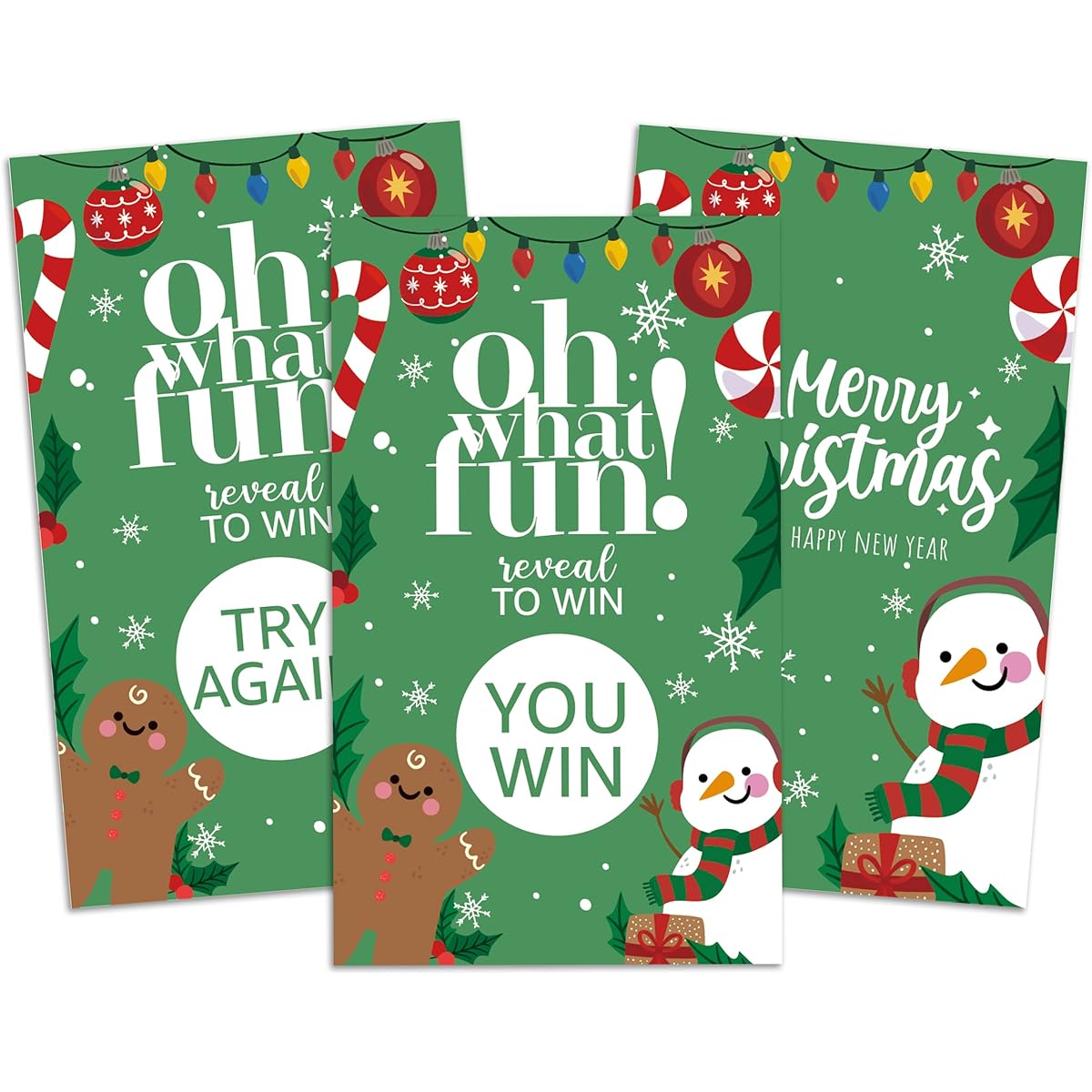 Christmas Scratch Off Cards (Pack of 50) Christmas Party Scratch Game Win or Lose Game Holiday Raffle Tickets for Holiday Events Merry Christmas Party Supplies Merry Christmas Party Supplies Holiday (JY173)
