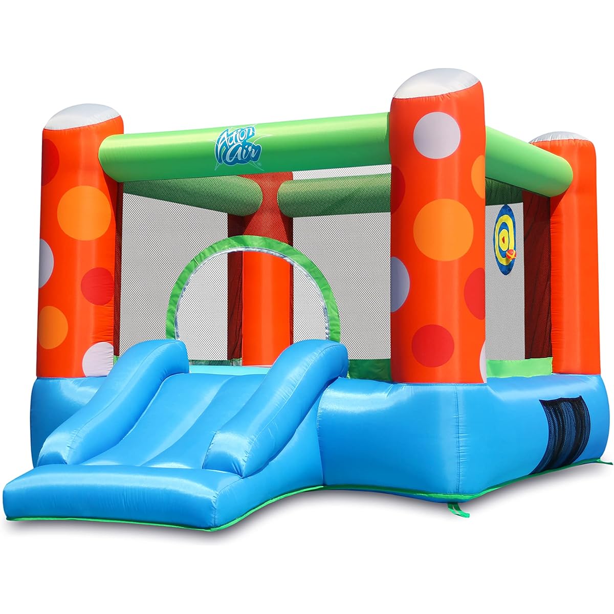 ACTION AIR Bounce House Inflatable Bounce House with Air Blower Bouncy Castle Durable Stitching Extra Thick Family Backyard Jump House Great Gift for Kids