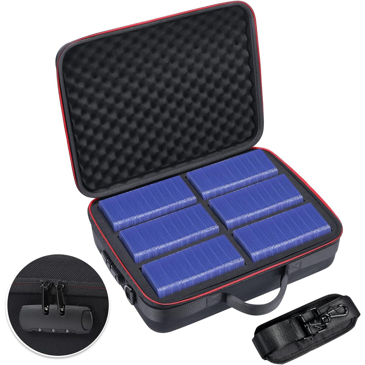 WPGEAR Lock Storage Box 3" x 4" Top Loader Protective Case with Combination Lock Holds 600 35PT Top Loaders Compatible with Trading Cards and Sports Cards Includes Card Holder
