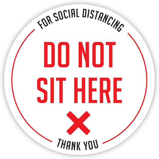 "Do Not Sit Here" Signs | Social Distancing Sheet Stickers | Social Distancing Decals | 20 Pack | 4"