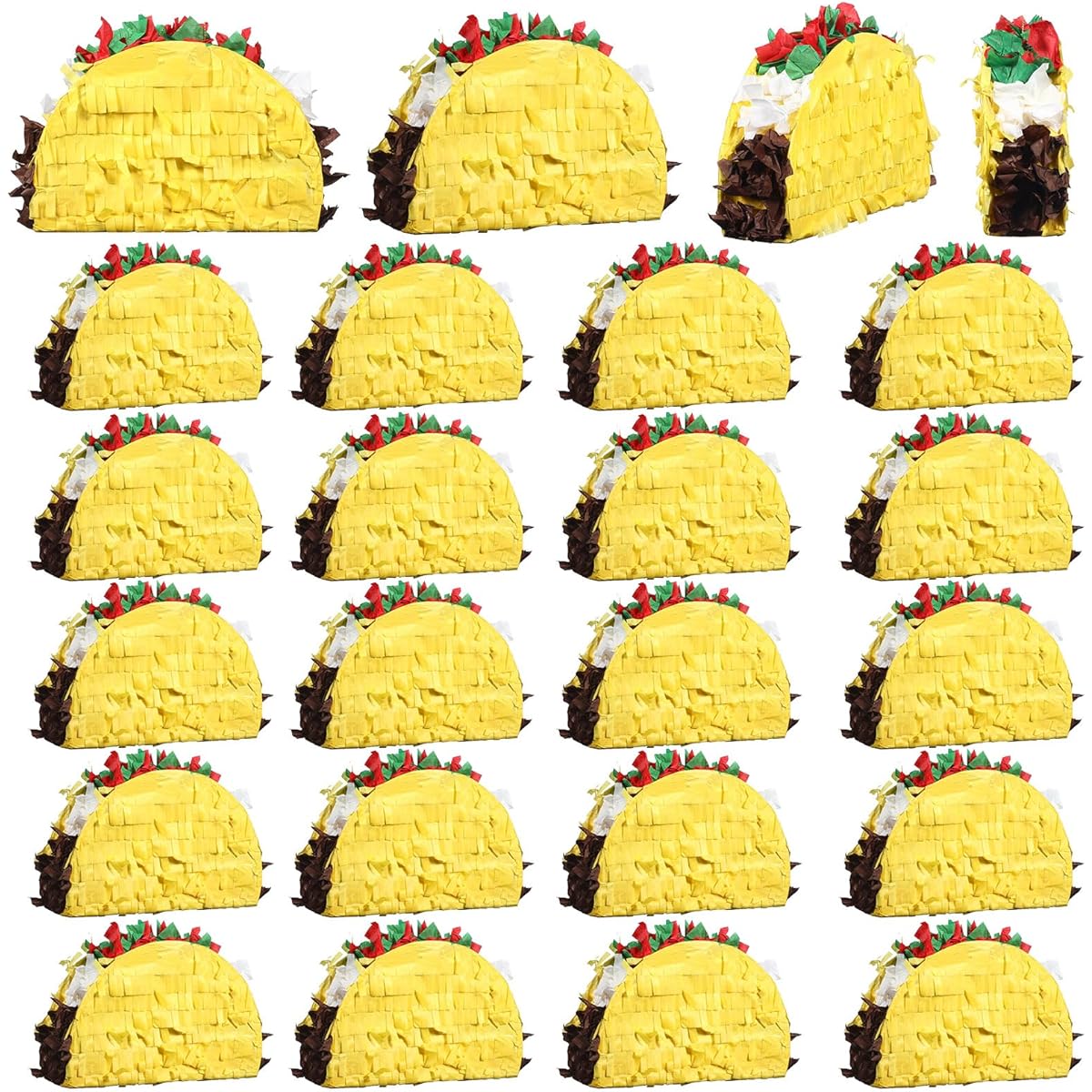 Harrycle 24 pcs Mini Taco Pinatas, Cinco de Mayo Mexican Pinata, Little Fiesta Pinata, Bar Taco Pinata, Mexican Pinata Party Favors for Mexican Carnival Taco Tuesday Event, 5.9 x 3.9 x 1.6 Inches