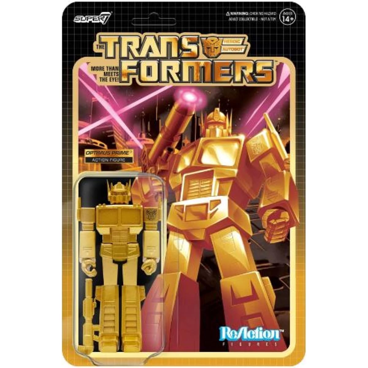 Super 7 Transformers Super7 Reaction Figure Optimus Prime Golden Lagoon (RE-TRANW01-ODG-03)
