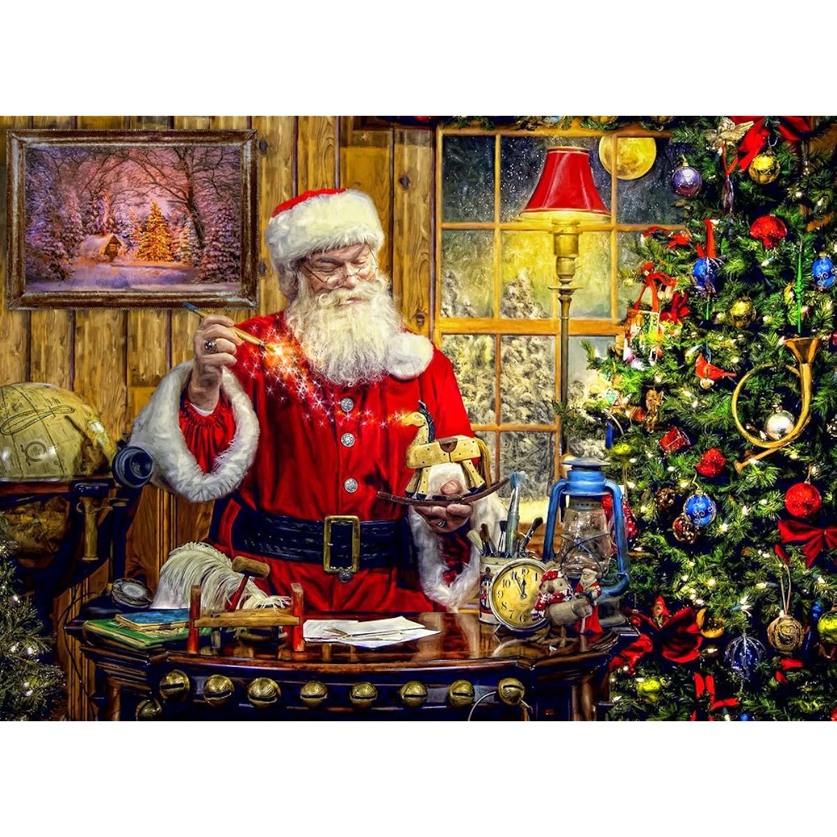 Vermont Christmas Company Santa Jigsaw Puzzle - Christmas Jigsaw Puzzle for Adults 1000 Pieces - Fully Interlocking Randomly Shaped 1000 Piece Puzzle for Adults (26 5/8" x 19 1/4")