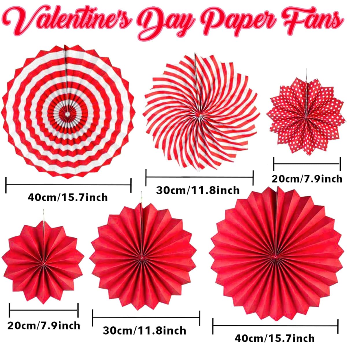 Adurself Valentine's Day Party Decorations Valentine Supplies Favors, Red Paper Fans, Heart Honeycomb Balloons Printed Latex Balloons, Red Love Mylar Foil Balloons, Felt Heart Banner for Valentine's Day