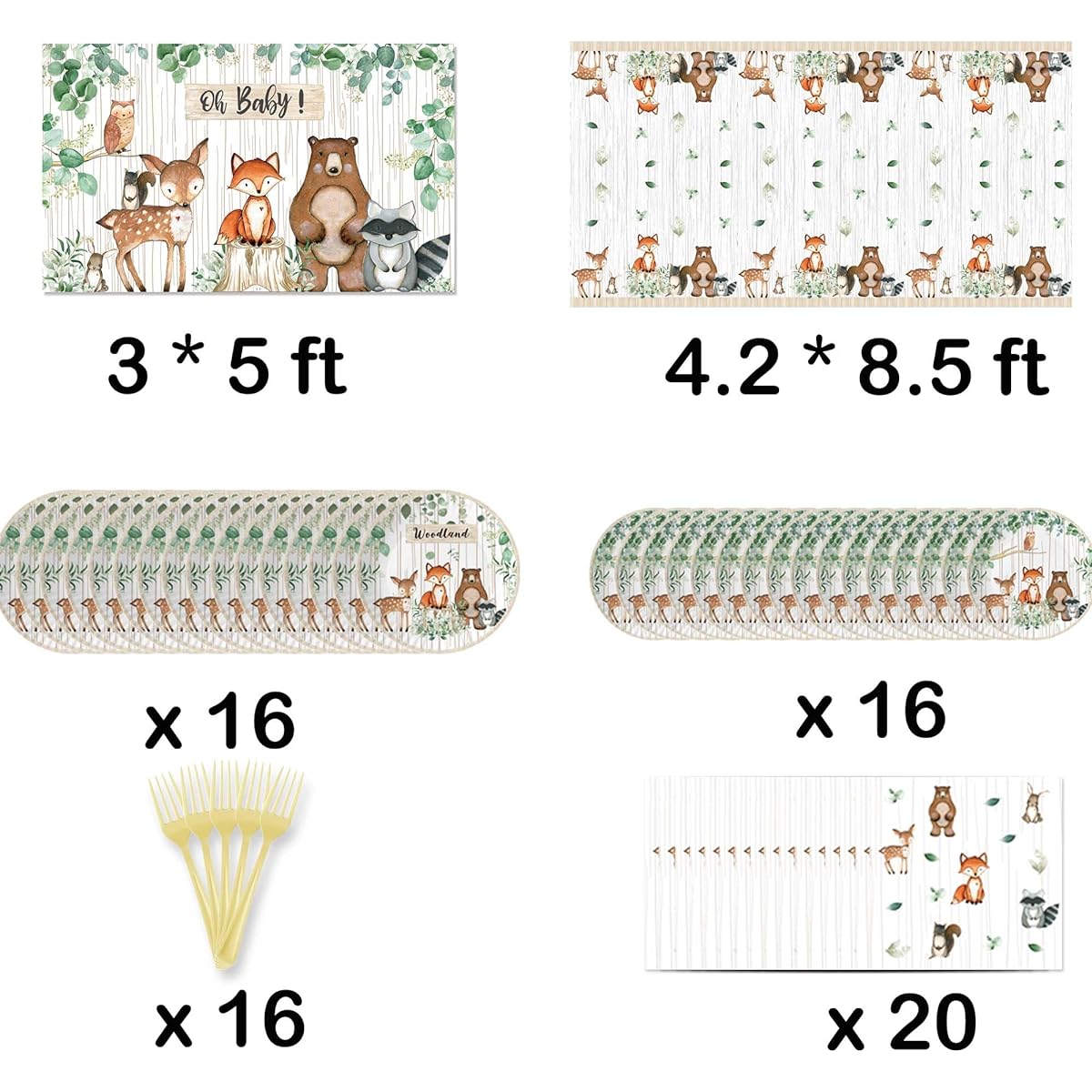 woodland party welcome set and box