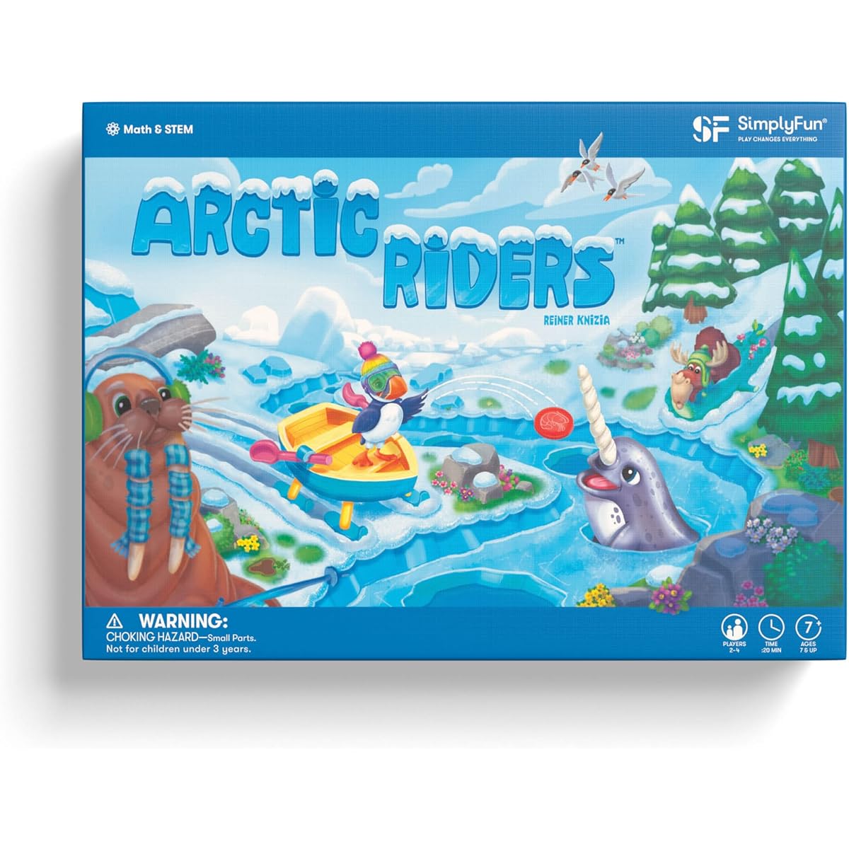 SimplyFun Arctic Riders - Educational & Fun Math Games for Kids - Practice Your Addition & Subtraction Skills - 2 to 4 Players, for Kids 7 & Up