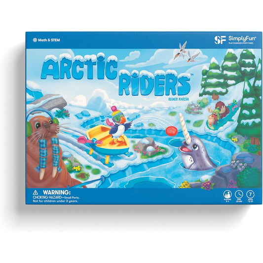 SimplyFun Arctic Riders - Educational & Fun Math Games for Kids - Practice Your Addition & Subtraction Skills - 2 to 4 Players, for Kids 7 & Up