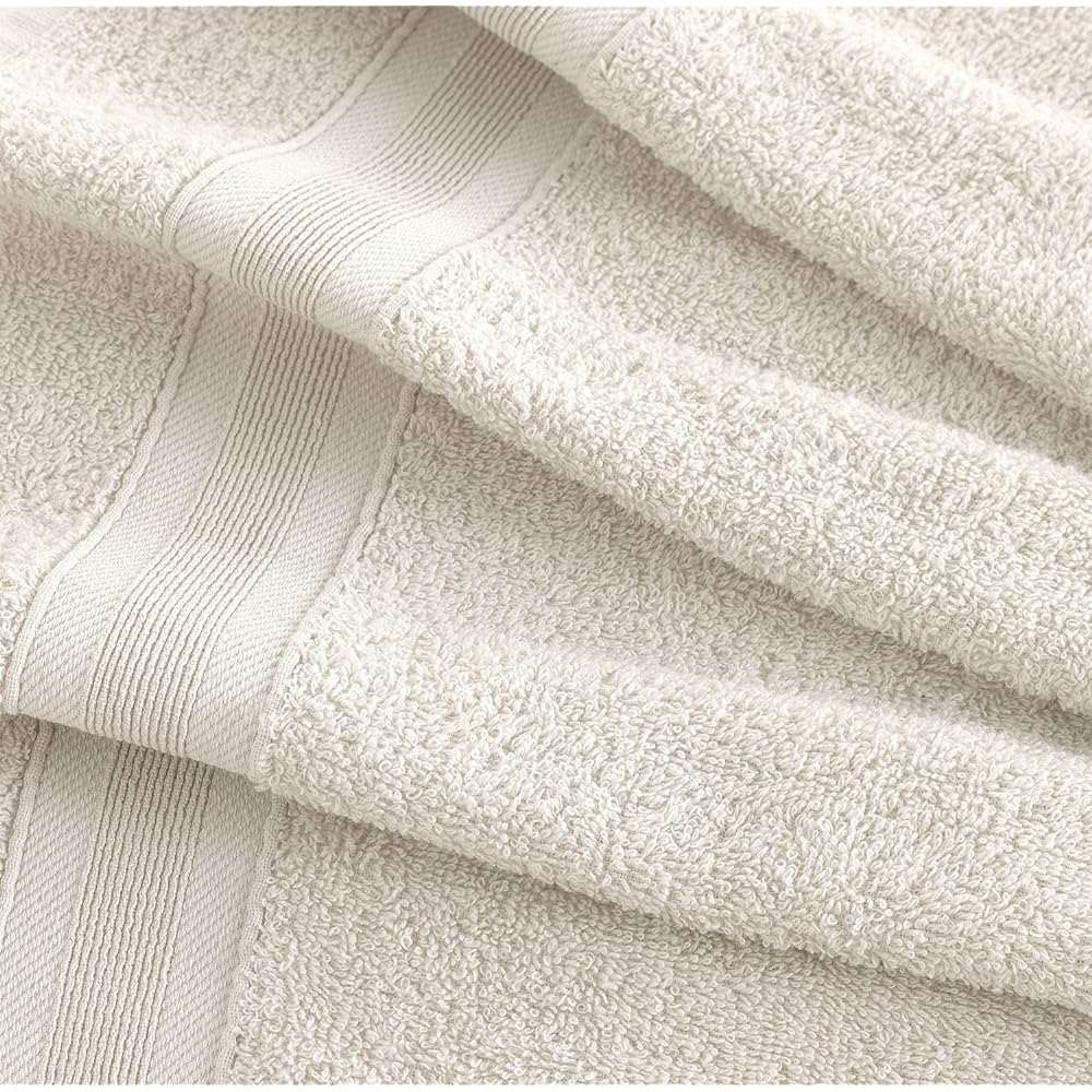 All Design Cream Bath Towel Set - Quick Drying Soft Highly Absorbent 100% Cotton Towels for Bathroom, Guests, Pool, Gym, Camping, Travel, College, Dorm (Set of 6 Towels, Ivory Lace)