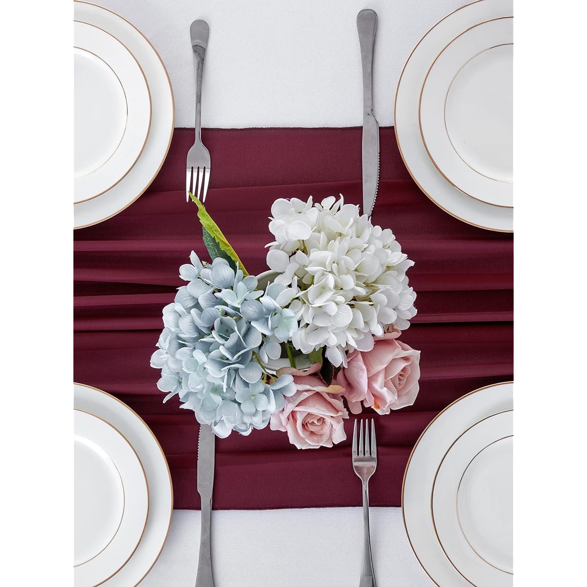 BEDDEB 10ft Burgundy Valentine's Day Chiffon Table Runner Wedding Table Runner 29x120inch Gauze Table Runner Rustic Sheer Table Decoration for Bridal Shower Baby Shower Birthday Party Cake Table