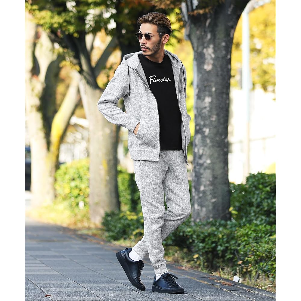 [JIGGYS SHOP] Ziggy's Shop Knit Fleece ZIPUP Parka｜Men's Zip-up Brushed Fleece Sweatshirt Long Sleeve Hoodie Slim Slim Warm Loungewear Loungewear Daily Wear Plain Autumn Clothes Winter Clothes