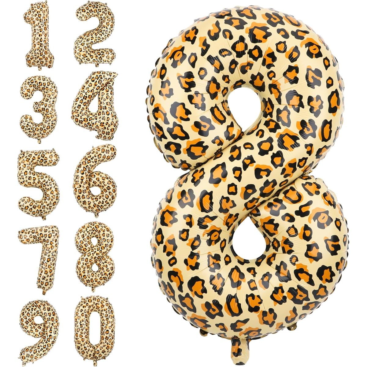 Number Balloons for Birthday Party 32 Inch Gold Leopard Print Large Cheetah Balloons Jungle Theme Leopard Print Number Balloons Animal Theme Party Decorations (8)