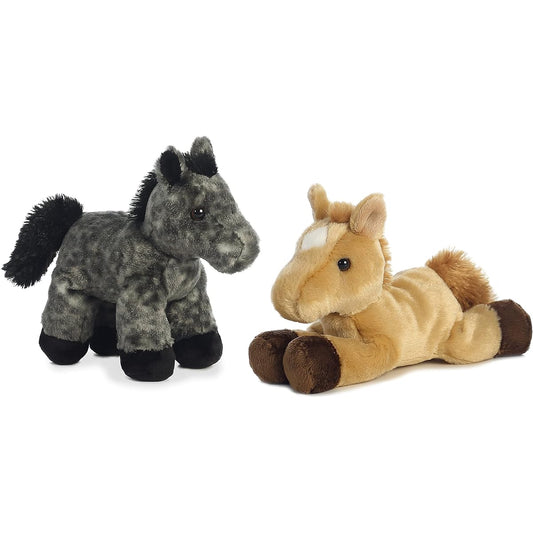 Aurora World Mini Flopsy Plush Horses | Prancer and Storm Set of 8