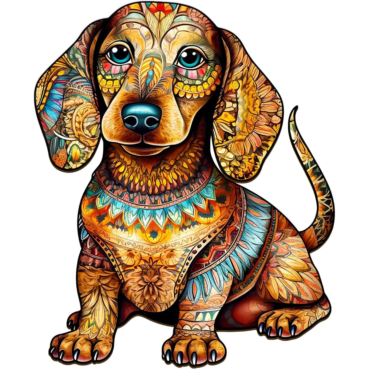 WOODBESTS Wooden Jigsaw Puzzle for Adults Dachshund Puzzle (M, 200 Pieces 11.8"x9.6") Beautiful Wooden Box Puzzle Wood Unique Shape Birthday Gift for Adults and Kids Family Game