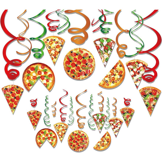 30pcs Pizza Party Hanging Swirl Decorations Pizza Theme Ceiling Swirl Hanging Decorations Pizza Theme Birthday Party Decorations Pizza Party Time Birthday Party Hanging Decor