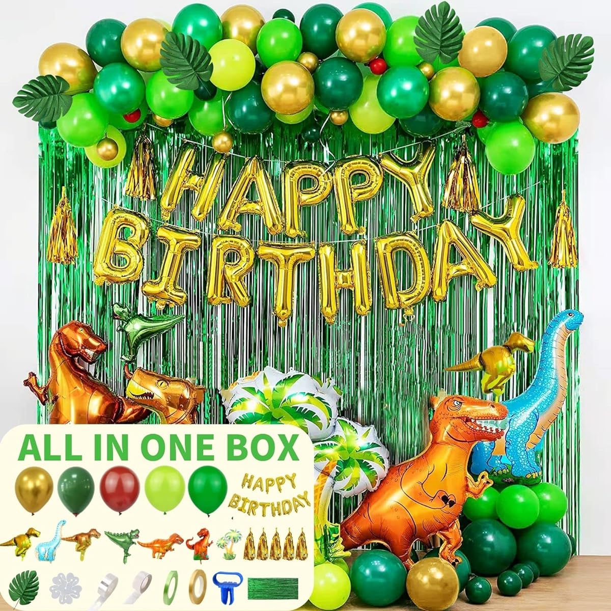 Chanfo Pola Dinosaur Birthday Party Supplies, Dinosaur Balloons for Birthday Party, Dinosaur Birthday Decorations for Kids, Dinosaur Balloon Arch Kit, Dinosaur Theme Decorations