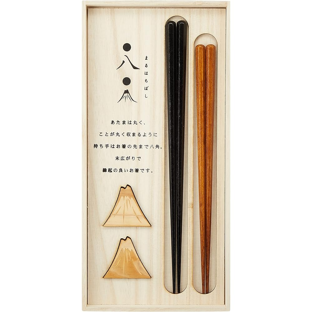 Hyosaemon chopsticks and chopstick rest couple set Maruhachi (chopstick x2, chopstick rest x2, paulownia box) X-826