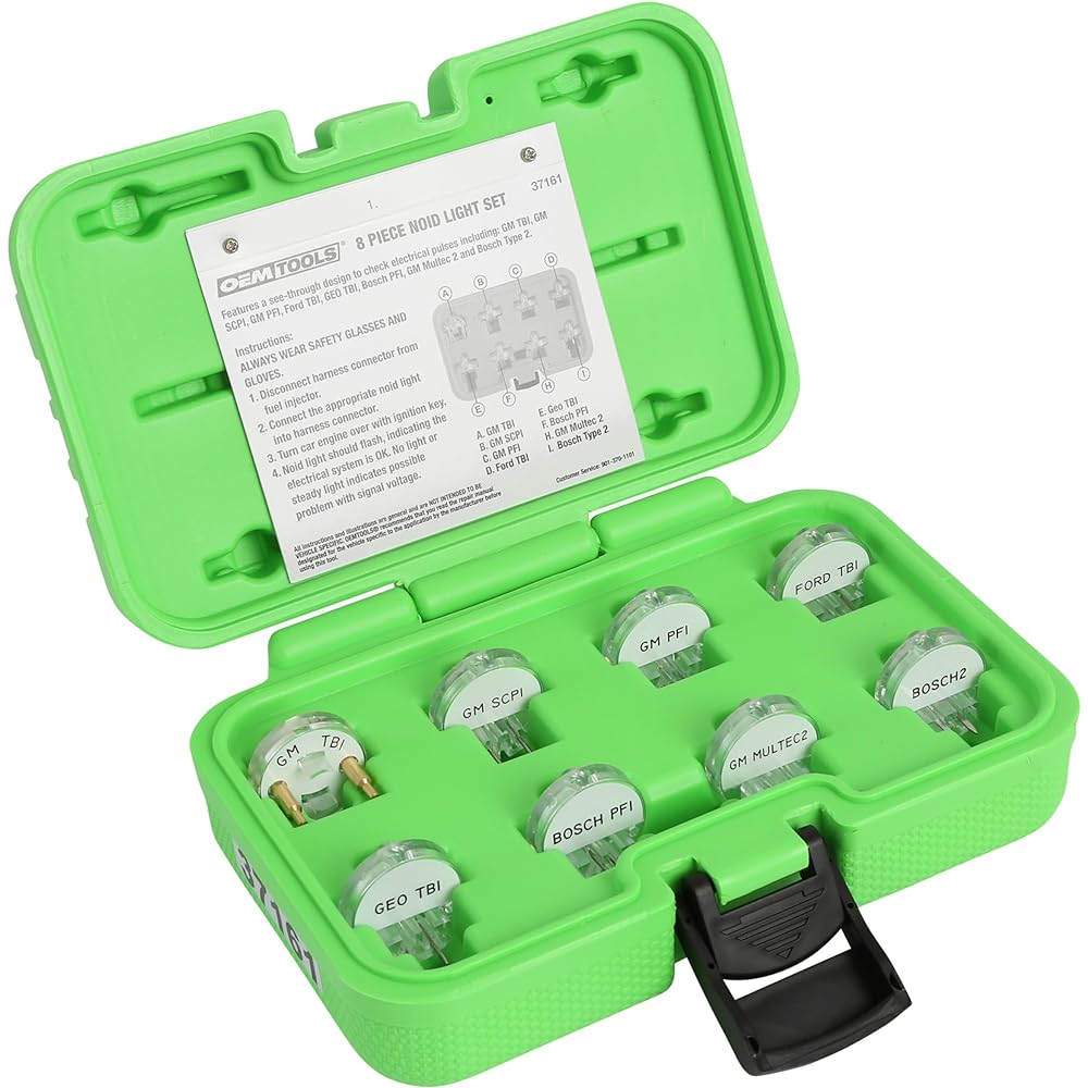OEMTOOLS 37161 8-Piece Noid Light Set Diagnoses Automotive Ignition or Fuel Injection System Problems Compatible with Almost All Modern Automobiles, Mechanic Tools Includes Carrying Case