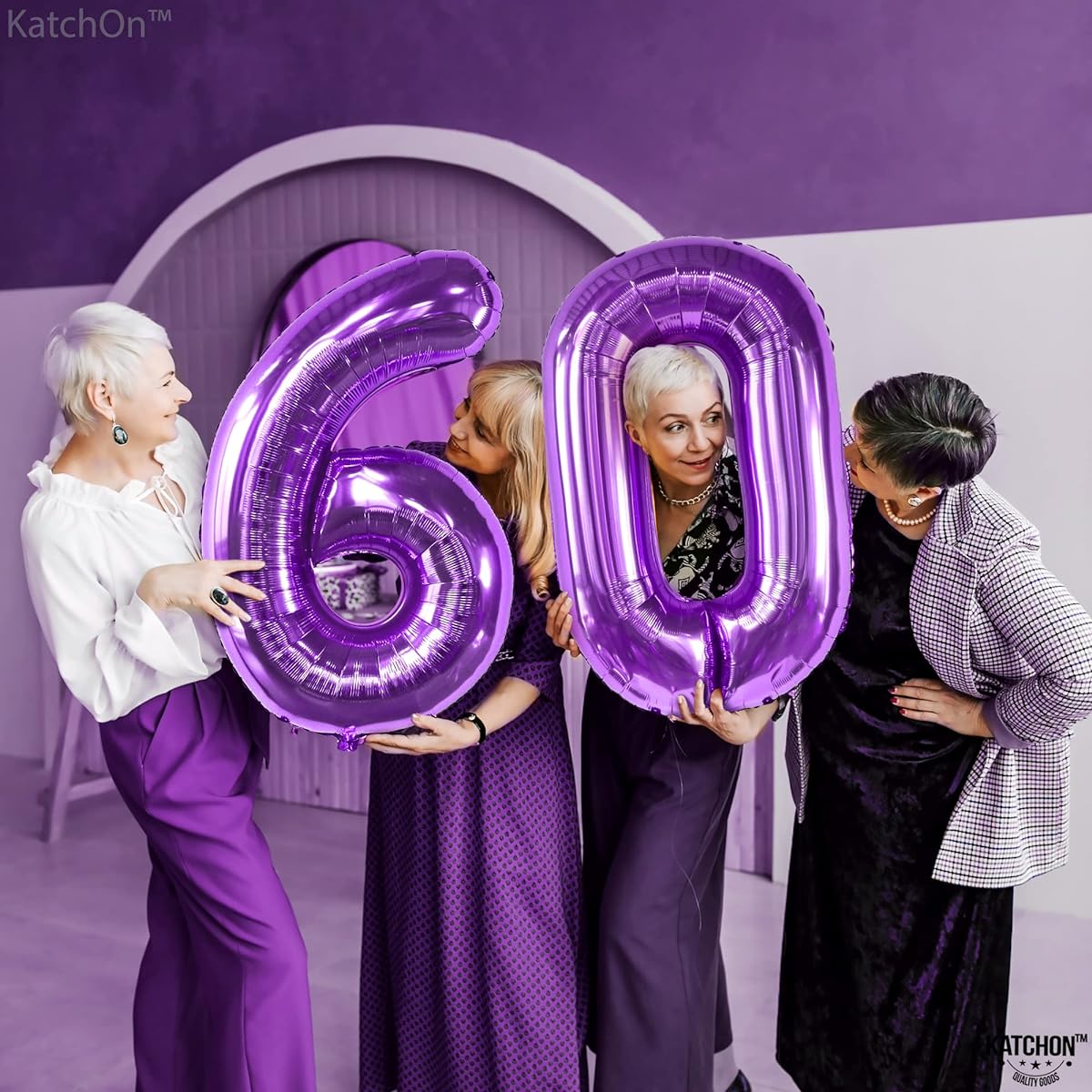 Giant Purple 60 Balloons Number - 40 Inch | 60th Balloons | Purple 60th Birthday Decorations for Women 60th Birthday Balloons | for 60th Birthday Party | 10th Anniversary