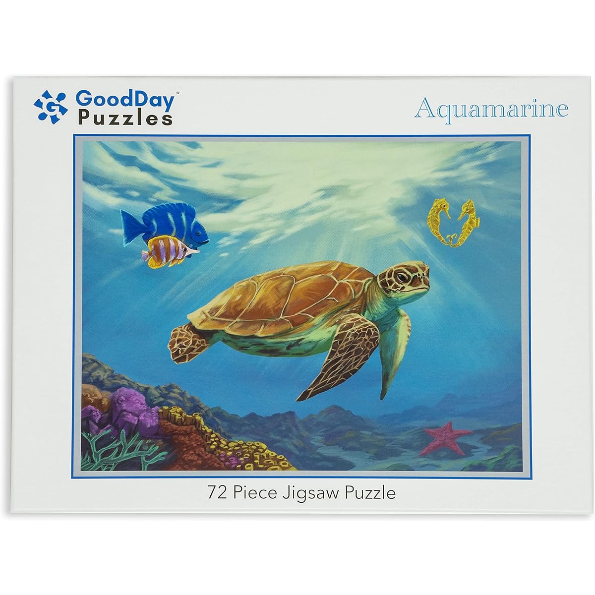 GoodDay Puzzles 72 Large Piece Jigsaw Puzzle Aquamarine | Dementia/Alzheimer's Activities for Seniors | Easy Puzzles for Adults | Gifts for Seniors