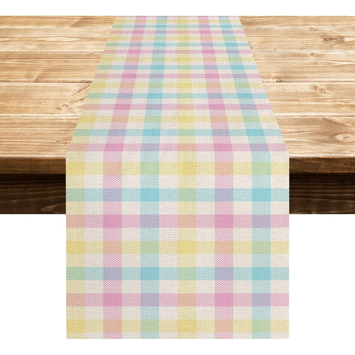 EDDERT Linen Buffalo Check Plaid Spring Table Runner 72" Length Farmhouse Spring Summer Easter Table Decoration Home Kitchen Dining Room