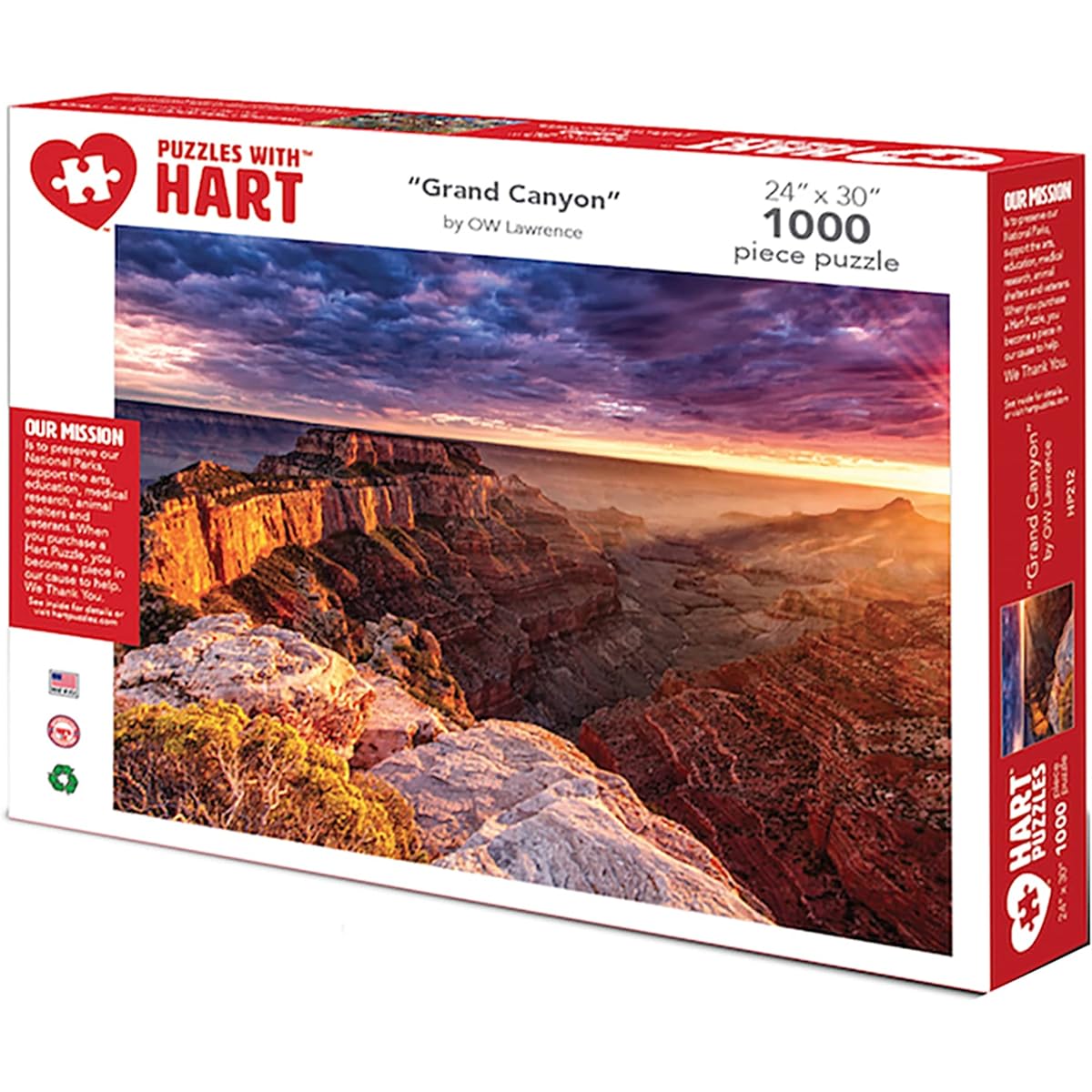 Heart Puzzle Jigsaw Puzzle 1000 Piece 24' x 30' XL Grand Canyon O.W. Lawrence Arizona