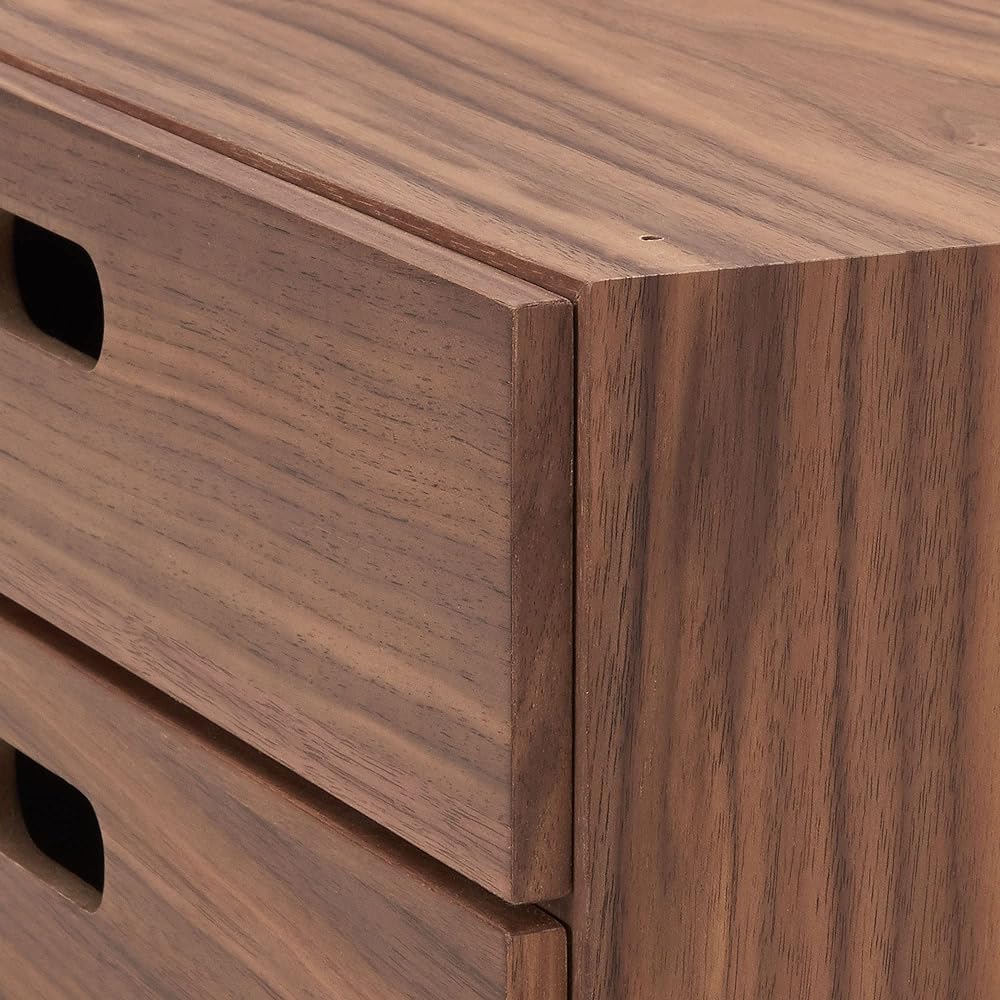 MUJI Stacking Chest Width 37 x Depth 28 x Height 18.5cm Half 2 Drawers Walnut Veneer 12381198