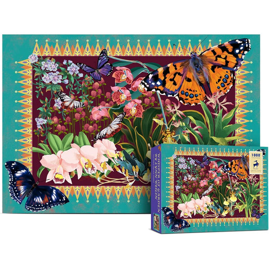 Antelope Whispering Jigsaw Puzzle by Lynn Weilin 1000 Piece 29.5" x 20.5" Garden Jigsaw Puzzle with Plants and Butterflies, Multicolor, A Challenging and Fun Indoor Game