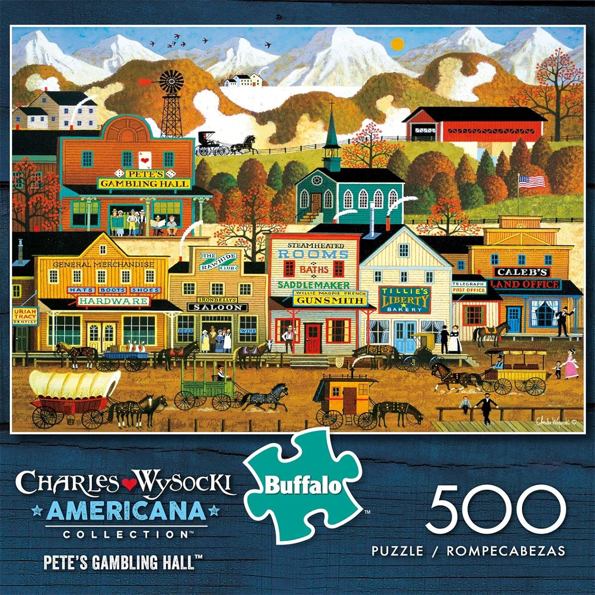 Buffalo Games - Charles Wysocki - Pete's Gambling Hall - 500 Piece Jigsaw Puzzle