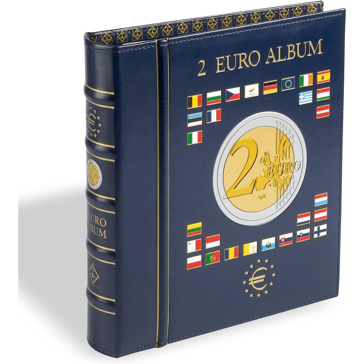 VISTA Coin Album for 2-Euro coins (4 neutral sheets), incl. slipcase, blue