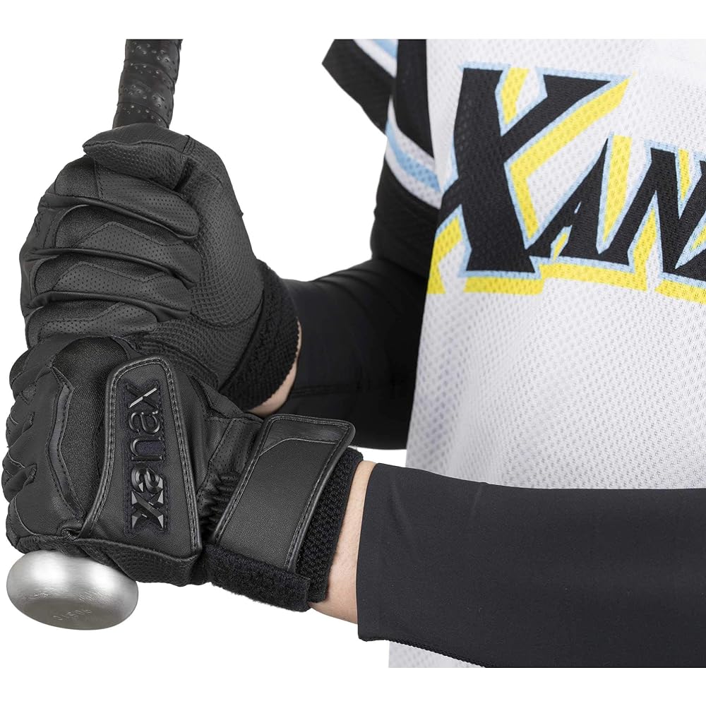 XANAX Baseball Batting Gloves for Both Hands Double Belt BBG101K Compatible with High School Baseball