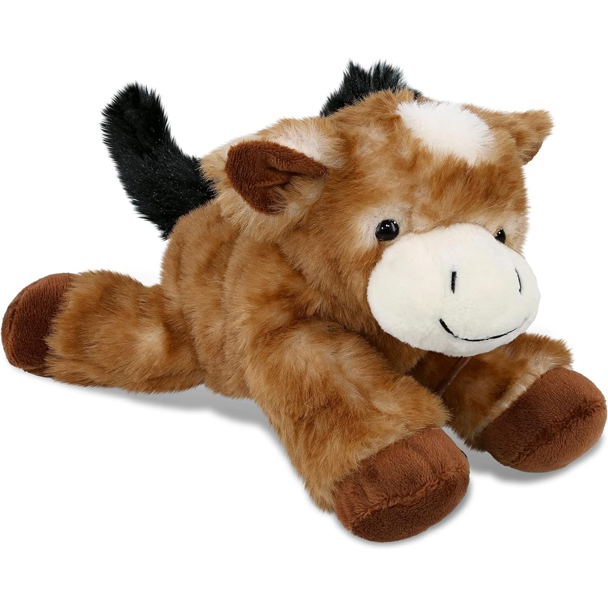 DolliBu Donkey Stuffed Donkey Stuffed Animal - Soft and Cuddly Brown Lying Donkey Stuffed Animal Adorable Playtime Donkey Stuffed Animal Cute Farm Life Gift for Kids and Adults - 9 Inches
