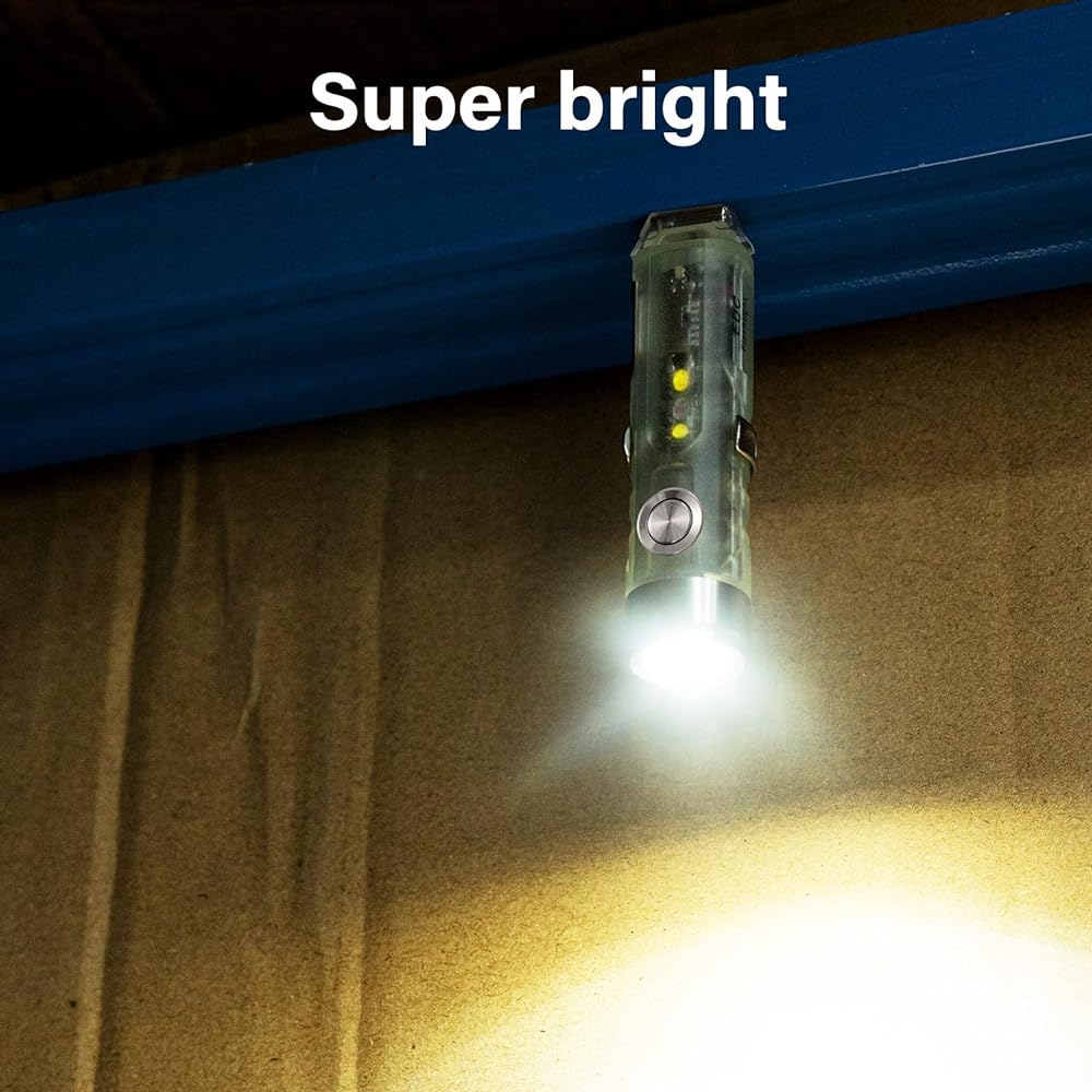 RovyVon A5 G4 USB C Flashlight with Red Sidelight Luminous Body 650 Lumens Outdoor Mini EDC Rechargeable High Brightness Multi-Function Flashlight Holiday Gift Idea