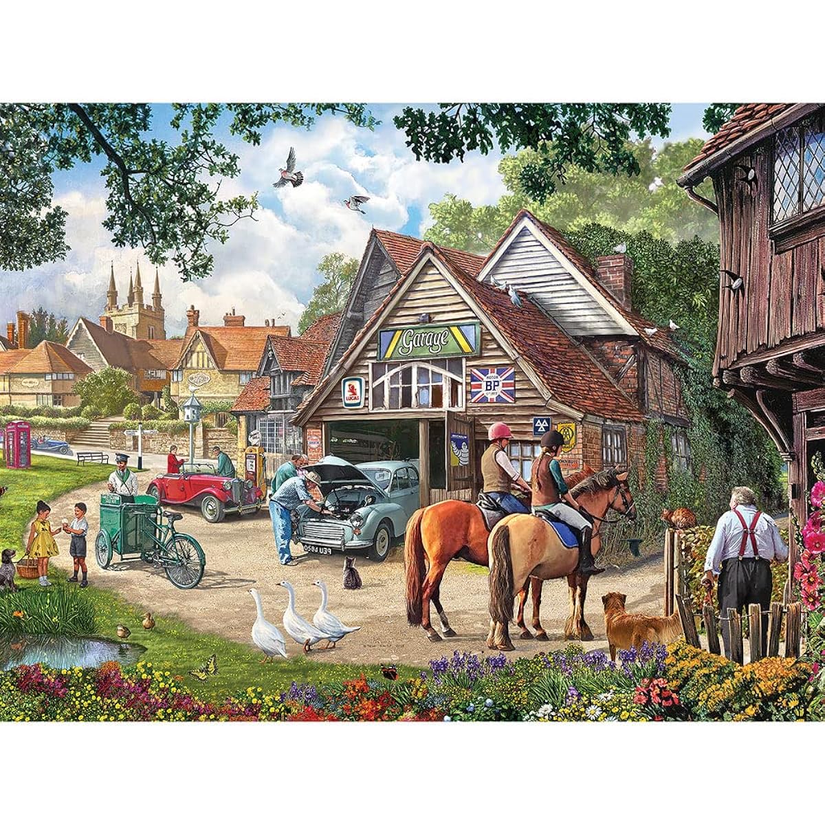 Bits and Pieces - 500 Piece Jigsaw Puzzle for Adults 18" x 24" - "The Old Garage" - 500 Piece Large Piece Jigsaw Puzzle by Artist Steve Crisp