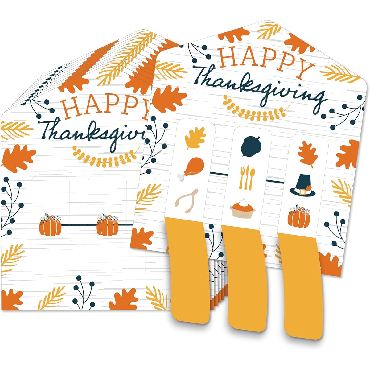 Big Dot of Happiness Thanksgiving - Fall Harvest Party Game Pickle Cards - Pull Tabs 3 Inch - Set of 12